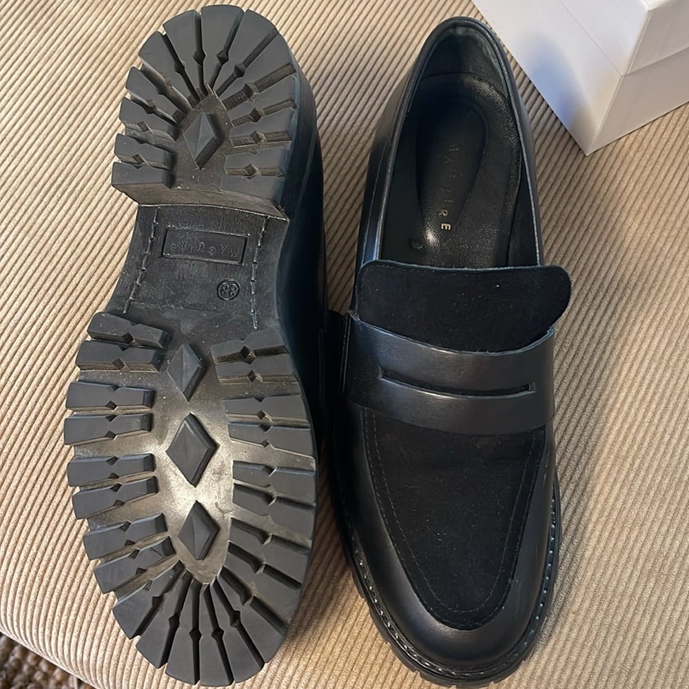 Women’s Black Loafers / Leather & Suede Penny Loafers by Maguire - Picture 4 of 8